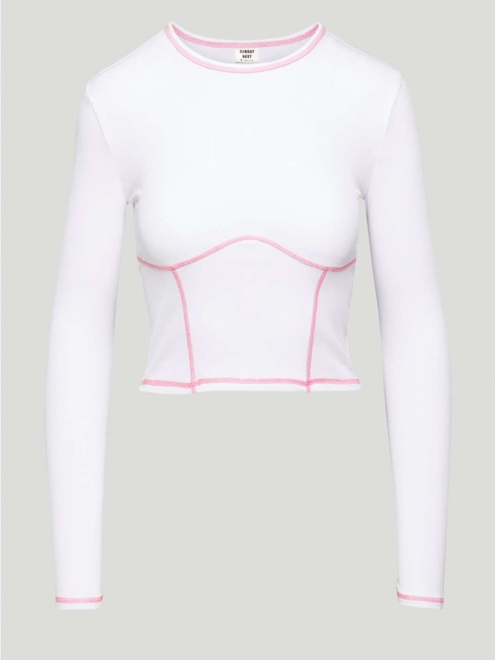 27) NWT Sunday Best White Dove Long Sleeve Top with pink stitching